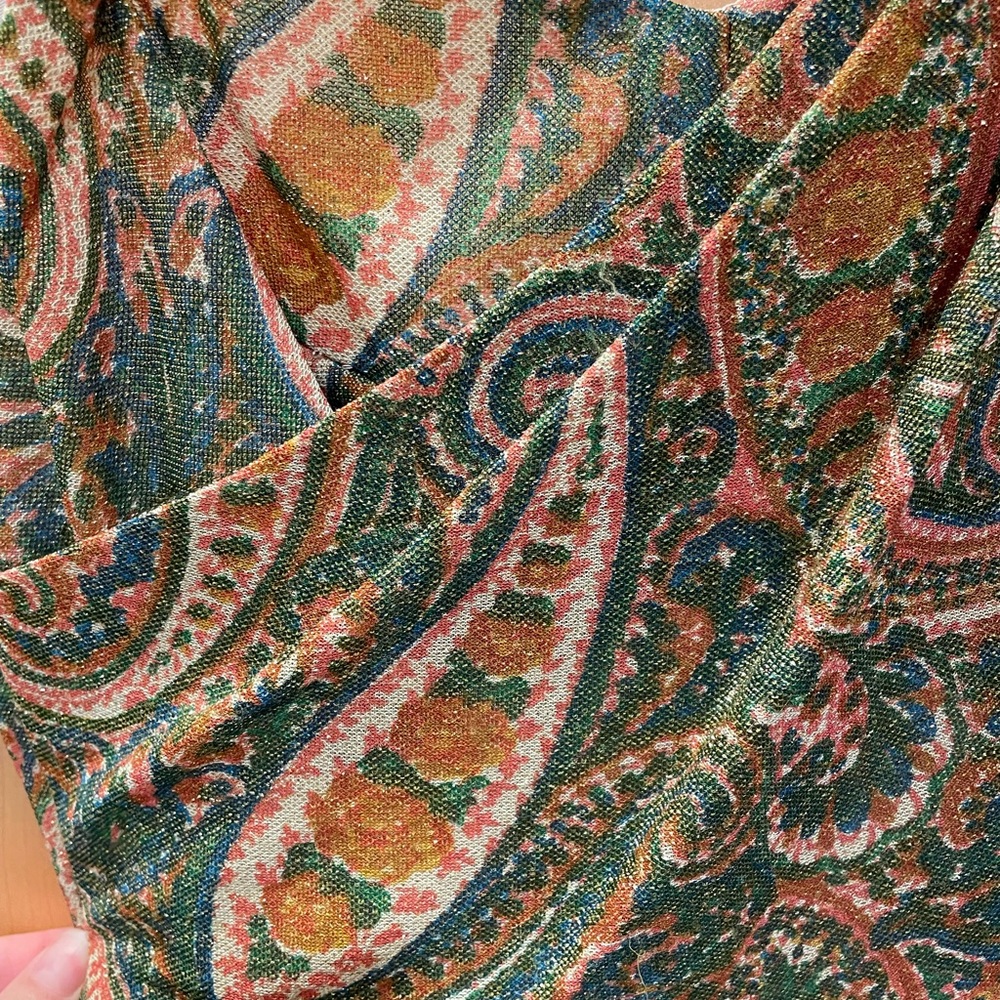 Vintage Ferman-O’Grady Cocktail Dress Excellent Condition, Gold & Green paisley - Picture 5 of 7